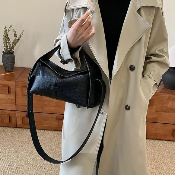 Lightweight Crossbody Bag - Soft PU Leather with Nylon Lining - Modern Elegance - Picture 2 of 6